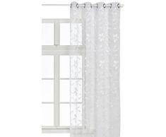 HomeMaison.Com BOUCHARA - Tenda in Voile Ricamata con Motivi Floreali, Colore: Bianco Brillante 140 x 240 cm Bianco