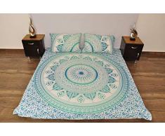 Bazzaree Indiano Turchese Bianco Urban Aztec Outfitters arazzo da Appendere alla Parete Mandala copriletto Gypsy Cover Boho Queen Double Doona Copripiumino e 2Â Federa 100% Cotone 233,7Â x 213,4Â cm.