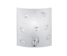 Trio Leuchten Gemme Trio 202400106 Applique Rettangolare, 40 W, Vetro Trasparente Decorato, con Base in Metallo Cromato E14 40W