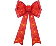 WeRChristmas Grande Fiocco di Natale Pre-illuminato con 25 Luci LED, Multicolore, 60 cm