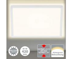 Briloner Leuchten Plafoniera a LED con Effetto retroilluminazione, 22 Watt, 3000 Lumen, 4000 Kelvin, di Colore Bianco, Quadrata, 42 x 42 cm W