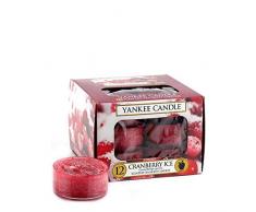 Yankee Candle Tea Light Candele Profumate 12 Pezzi Cranberry Ice, Cera, Rosso, 8.8x8.5x6.3 cm