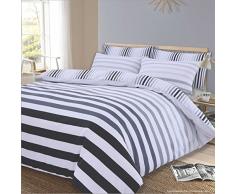 Dreamscene Fade Stripe Set Copripiumino in Policotone, Poliestere, 50% Cotone, Grigio, Doppio
