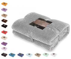 DecoKing- Coperta in Microfibra, Pile Morbido, Tessuto, 170 x 210 cm, Grigio