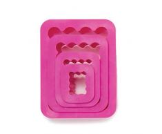 Decora Set Tagliapasta Rettangolo Festonato, Plastica, Fucsia, 1.5/3.5/5.5/7.5 x 2.2 cm, 4 Pezzi