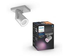 Philips Lighting Hue Argenta White and Color Ambiance Faretto Connesso, con Bluetooth, 1 Punto Luce, GU10, 5.7 W, Alluminio