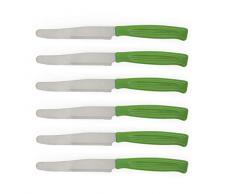 Excelsa Rainbow Set 6 Coltelli Da Tavola Seghettati, Acciaio Inox, Verde