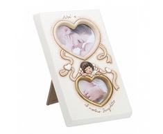 THUN - Cornice Portafoto Multipla da Tavolo con Angioletto - Ceramica e Legno - Formato 10x15 cm e 11 x 7,7 cm