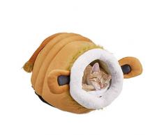 Relaxdays Cuccia per Gatti, Soffice Cuccetta Chiusa per Gatti & Cagnolini, Simpatico Designa Leone, Cuscino, Marrone, Poliestere, 1 Pz