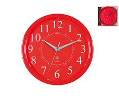 Home Orologio Tondo da Parete, 24 cm, Rosso, 25x25x4 cm