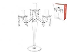 H&H Candelabro 3 fiamme vetro trasparente strass cm31 Candele e decorazioni casa