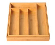 WOLTU KZ05 Portaposate Estensibile con 5 Fino a 7 Scomparti, Inserto portaposate in bambÃ¹ Come cassetto e Organizer da Cucina, Colore Naturale