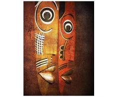 LegendArte Olio su Tela - Quadro su Tela Dipinto a Mano - Maschere, cm. 50x60 - Quadro Moderno Soggiorno