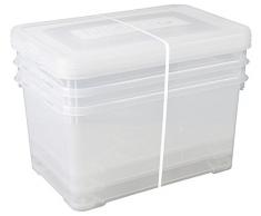 Allibert 229916Â Set di 3Â Handy Scatola con Coperchio, plastica, Trasparente, 60Â x 40Â x 39,5Â cm