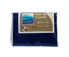 Nuit des Vosges 2100129 Cotoval Federa per Cuscini cilindrici Cotone in Tinta Unita Blu Oltremare 43 x 185 cm