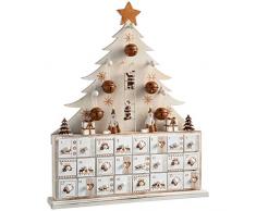WeRChristmas â Calendario dellAvvento in legno, decorazione natalizia a forma di albero di Natale, Legno, Beige, 32 x 6.5 x 40 cm