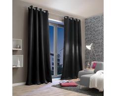 Home Fashion Tenda ad Occhielli, Tessuto, Nero, 245 x 135 cm