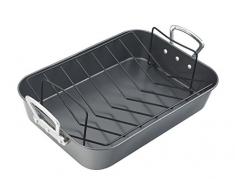 Prestige - Teglia da Forno con griglia, in Acciaio, 38 cm, Colore Nero