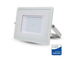 V-Tac VT-50, Faro LED da esterno, Con chip Samsung, 50 W, Luce colore bianco, 4000 lm