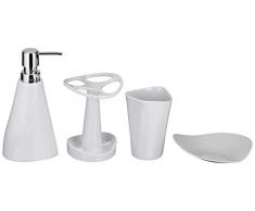 AmazonBasics 4 pezzi - Set di accessori da bagno - Bianco (Smooth White)