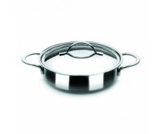 IBILI Noah 605322 - Casseruola Rotonda in Acciaio Inox, con Coperchio, Forma Piatta, 20 cm