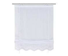 Home Fashion 57452-501 - Tenda con Nastro e Occhielli, in Batista, 140 x 60 cm, Colore: Bianco