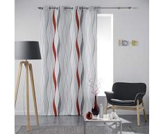 Douceur dintérieur Tenda con Occhielli, 140 x 260 cm, in Poliestere, Stampa Ondulys, Colore: Rosso