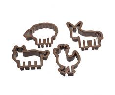 Decora Set Tagliapasta Animali della Fattoria, Plastica, Marrone, 4 Pezzi