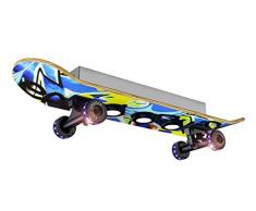 Evotec EASY CRUISER GRAFFITI - Lampada da soffitto a 7 luci LED per skateboard / 3000K / 14W / 1340 Lumen/Wheels RGB/controllo luce con telecomando in legno 14 W, trasparente Small