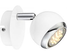 Globo - Faretto in metallo, bianco, con anello cromato, con LED 10710 GU10, 100 x 130 x 118, 1 faretto GU10 da 2,5 W, 230 V incluso, luce bianca calda, 200 lm