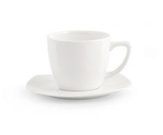 H&H 9546659 Tazza caffÃ¨ con Piatto Quadrato Bone China Colazione Arredo Tavola, Ceramica, Bianco