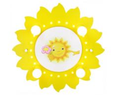 Elobra Kinderlampe sole di legname plafoniera vivaio di fiori con LED luce di notte, di colore giallo 126 721