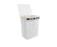 DVier SWWK-39WRt-a - Cesto per la biancheria rettangolare, in vimini, con coperchio, dimensioni (L x P x A): 32 x 24 x 47 cm, colore: Bianco