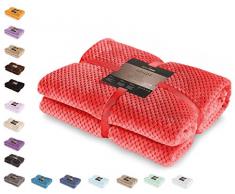 DecoKing- Coperta in Microfibra, Pile Morbido, Tessuto, 70 x 150 cm, Rosso