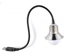 Beco 600.29 - Lampada a LED con attacco USB, stile rétro, 3 LED da 0,50 W, collo snodato, luce bianca, colore: argento