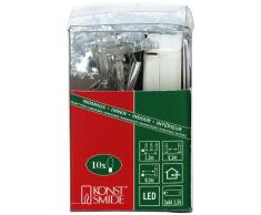 Konstsmide 3184-103 / Catena di luci decorative LED 10 renne trasparenti specchiati / 10 diodi bianco caldi/a batteria sino a 120h / cavo trasparente