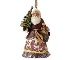 Enesco 4053699 HWC Sospensione Babbo Natale con Albero, PVC, Multicolore, 8x10x12.5 cm