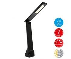 Briloner luci LED lampada da tavolo, lampada da tavolo, Porta USB, Plastica, 4Â W, Nero, 26.8Â x 5Â x 26.8Â cm