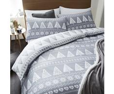 Catherine Lansfield Nordic TreesÂ âÂ Copripiumino e Federa per Cuscino Letto, 220Â x 160Â cm, Colore: Grigio