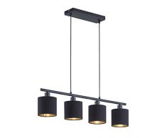 Reality Leuchten Tommy Lampadario a Sospensione, Nickel Matt/Schwarz/Goldfarbig