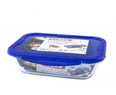Pyrex Cook&Go Teglia Multiuso Rettangolare con Coperchio Ermetico, TrasparenteYBlu, 30 x 23 x 9 cm, 3,30 L