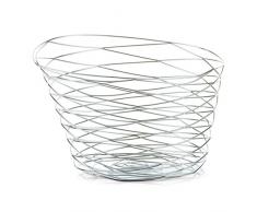 Zeller 27321 Cesta per il pane con sacco, 33 x 24 x 13, cromo e tela