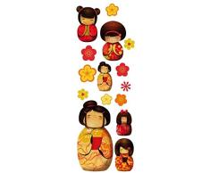 PLAGE 152508 Adesivi murali - Stickers per i Bambini - Bambole Giapponesi, 1 Foglio, 24 x 68 cm