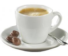 Esmeyer Bistro - Set da 6 Tazze da Espresso 0,10 l, con piattini Forma Bistro - Bianco Manico a Forma Rotonda, Altezza 5,8 cm, Diametro 11,5 cm