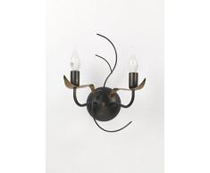 Onli Bugia Applique 2 Luci E14, Marrone/Oro, 28 x 17 x h 35 cm