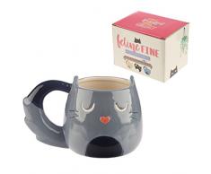 Puckator Tazza Mug Colazione a Forma di Gatto, Grigio