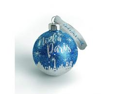 Natale a Parigi Lotto 10 Palle di Natale Parigi Blu/Argento, 7.5 cm