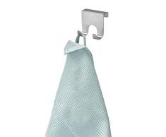 InterDesign Forma pratico Porta asciugamani senza montaggio e forature, piccolo Appendiabiti in acciaio a due ganci, argento