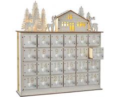 WeRChristmas-Casetta-Calendario dellavvento, decorazione natalizia in legno, colore: bianco, 32 cm