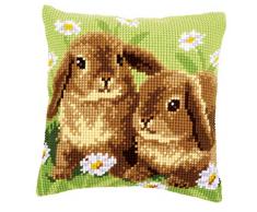 Vervaco Due Conigli Cuscino a Punto Croce, Multicolore